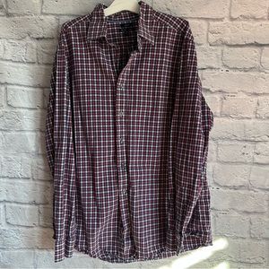 PREOWNED MENS GAP CLASSIC FIT RED PLAID LONG SLEEVE SHIRT XL
